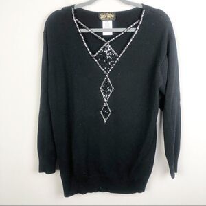 BOB MACKIE | Wearable Art Embellished Cutout Sweater Medium